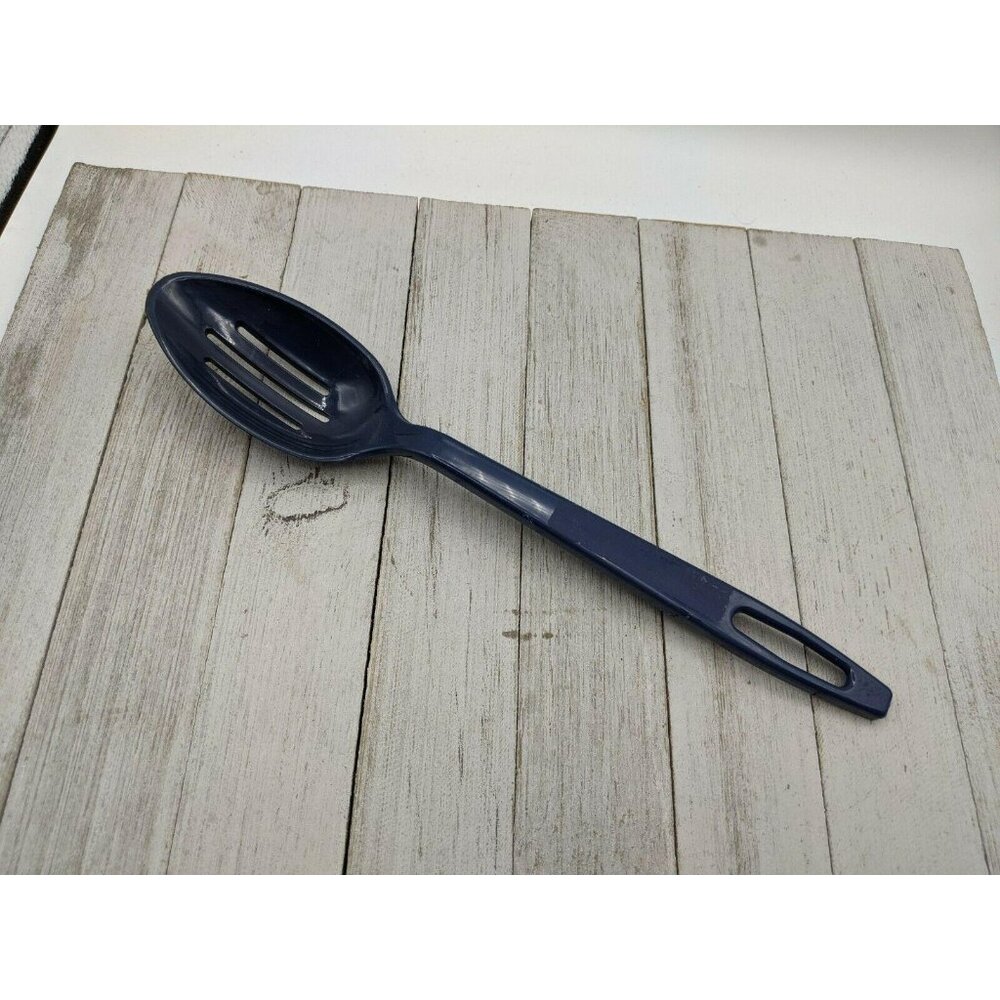 Navy Blue Nylon Plastic Slotted Spoon 11"